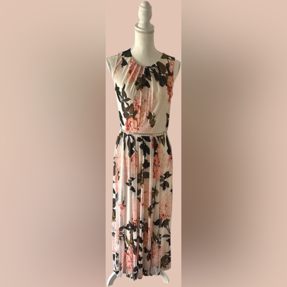 Enfocus Studio Pink and Black Floral Maxi Dress